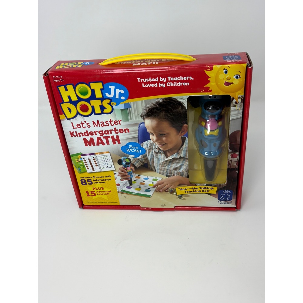 Hot Dots Jr Let's Master Kindergarten Math Set with Ace Talking Teaching Dog Pen